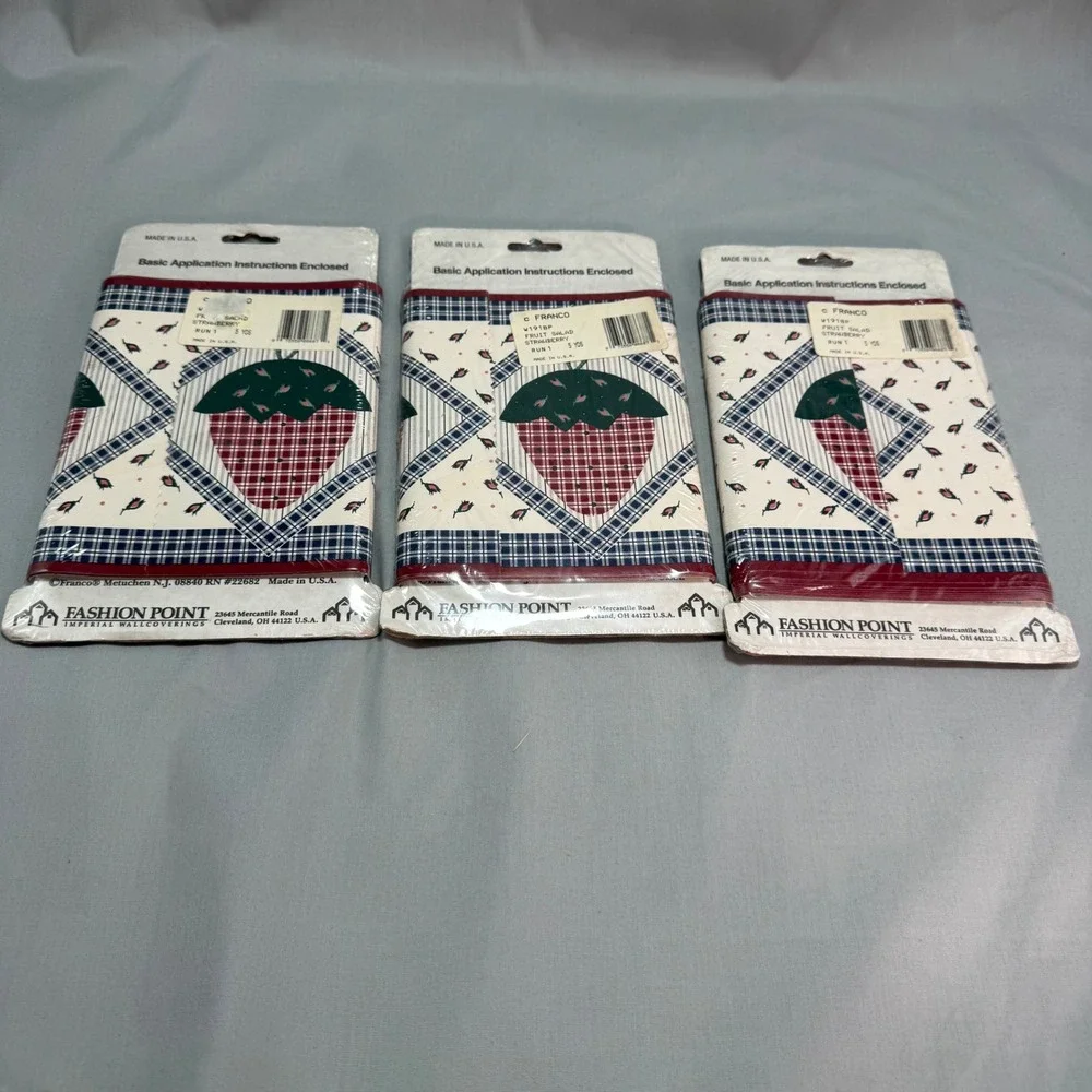 General Store Wall Border Strawberry Plaid Country Farmhouse Cottagecore 15 Yds